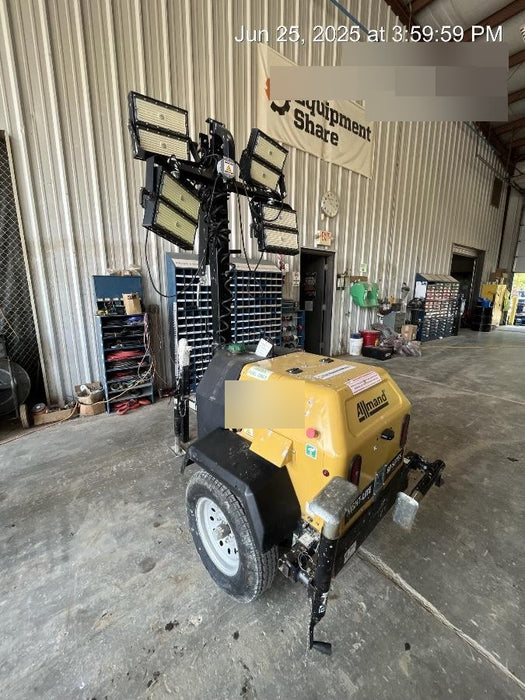 2022 Allmand NLV3GR (4) LED Light Fixture 350W, 23' Vertical Mast, 3kW Prime, Towable, Deep Sea L401, Leveling Jacks, Yanmar T4F 5.8hp