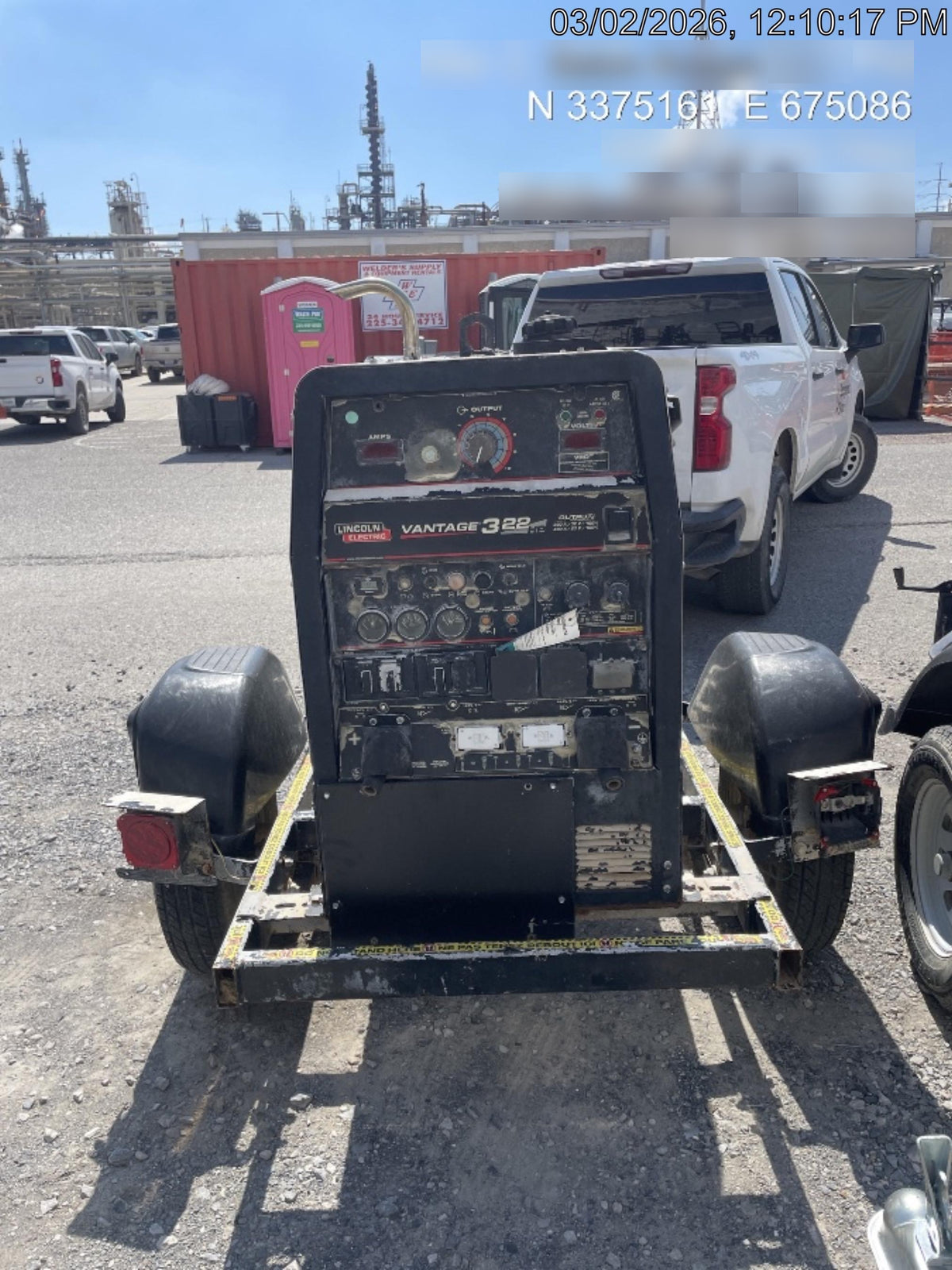 2019 Lincoln Electric Vantage 322 Welder Ready-Pak 3, Two wheel trailer, Fender and Light kit, Cable Rack