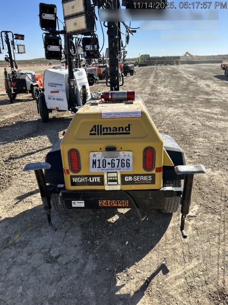 2022 Allmand NLV3GR (4) LED Light Fixture 350W, 23' Vertical Mast, 3kW Prime, Towable, ES Decals, T3