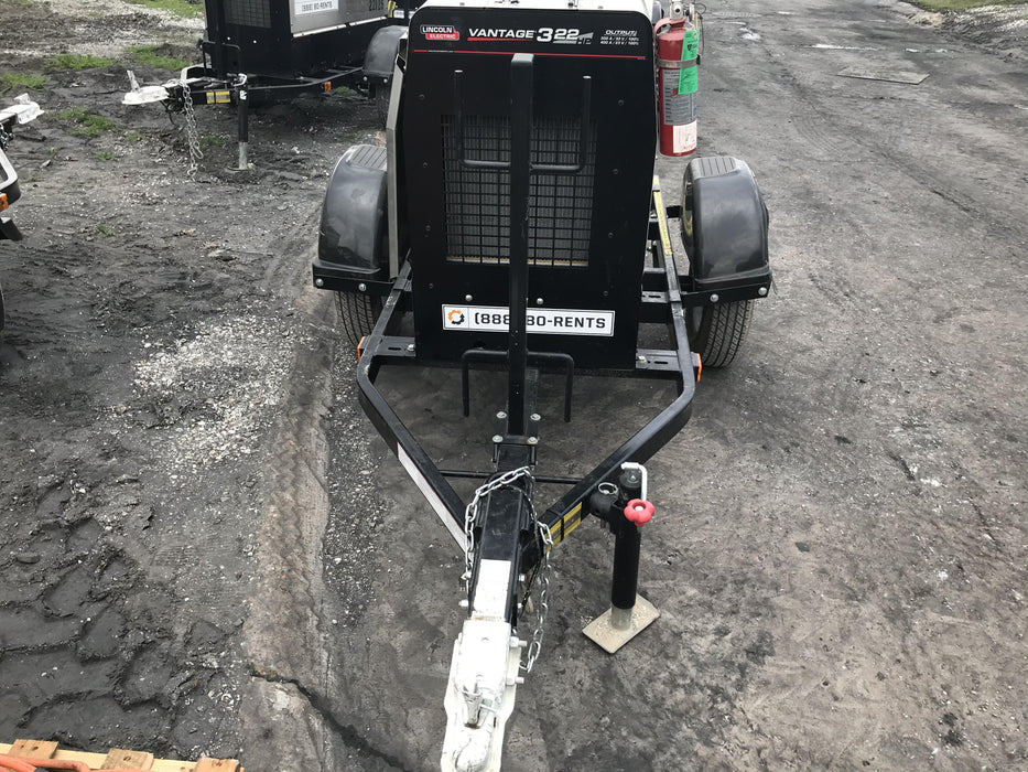 2019 Lincoln Electric Vantage 322 Welder Ready-Pak 3, Two wheel trailer, Fender and Light kit, Cable Rack