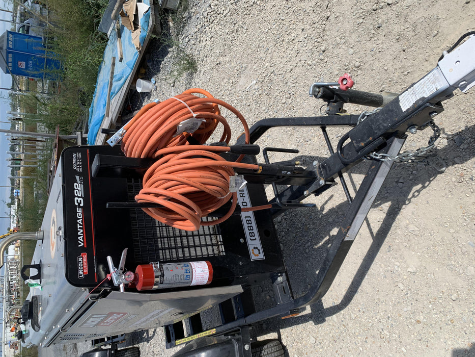 2019 Lincoln Electric Vantage 322 Welder Ready-Pak 3, Two wheel trailer, Fender and Light kit, Cable Rack