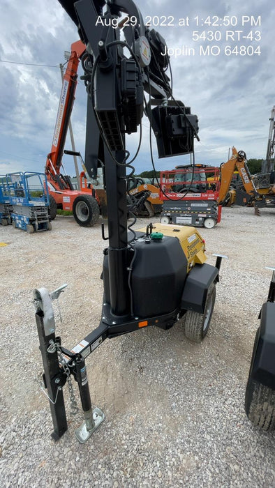 2022 Allmand NLV3GR (4) LED Light Fixture 350W, 23' Vertical Mast, 3kW Prime, Towable, Deep Sea L401, Leveling Jacks, Yanmar T4F 5.8hp