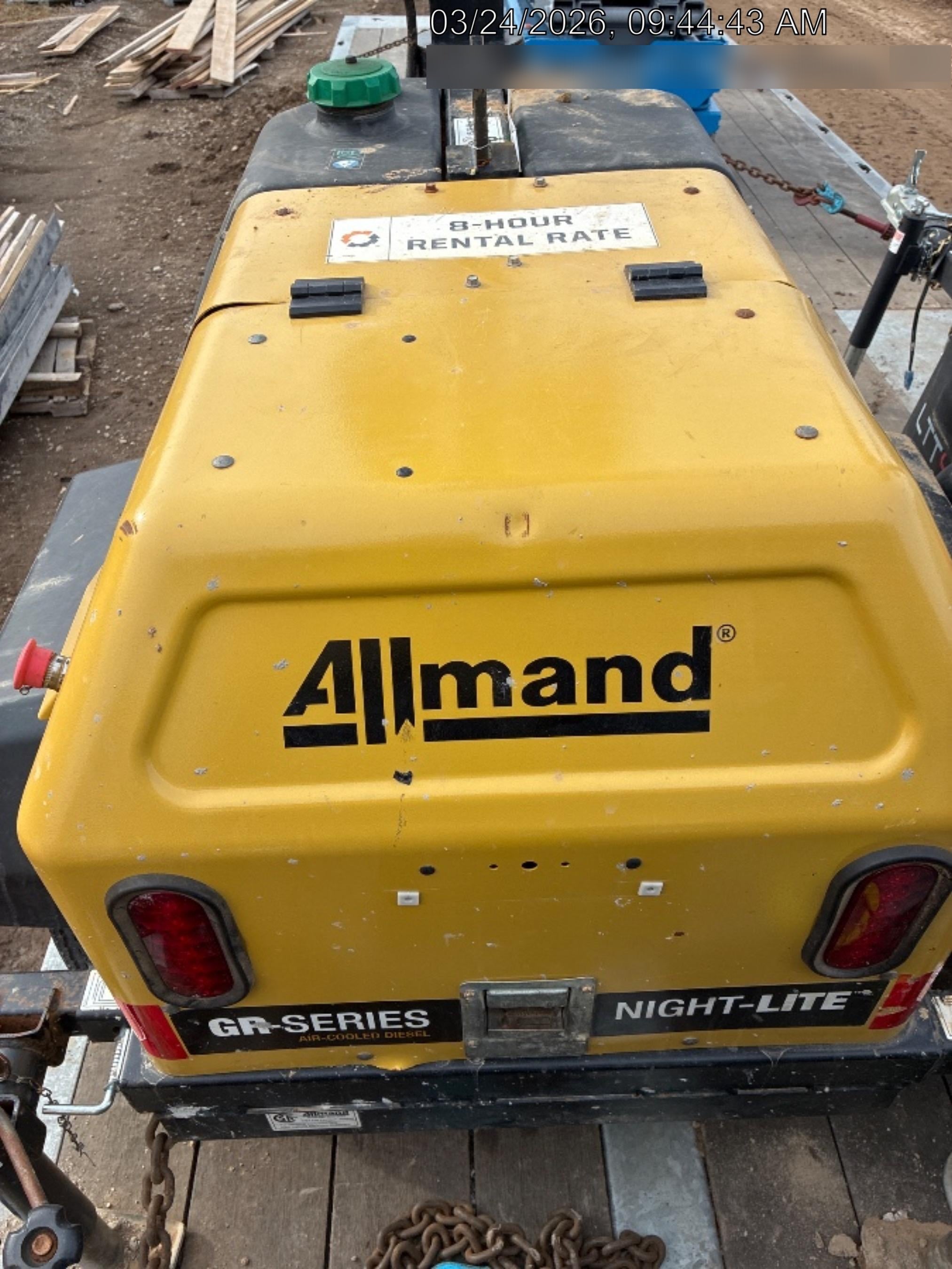 2022 Allmand NLV3GR (4) LED Light Fixture 350W, 23' Vertical Mast, 3kW Prime, Towable, Deep Sea L401, Leveling Jacks, Yanmar T4F 5.8hp