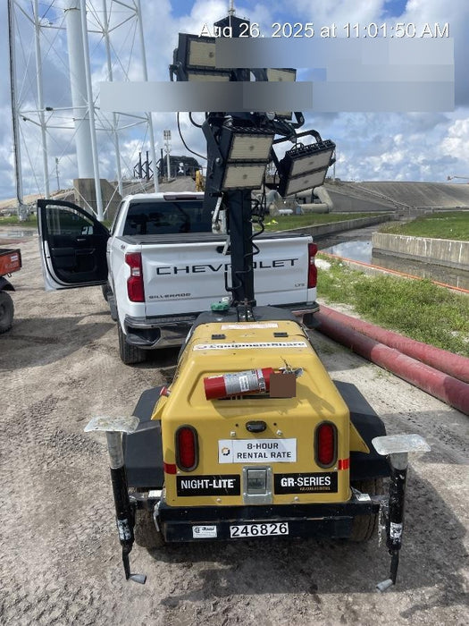 2022 Allmand NLV3GR (4) LED Light Fixture 350W, 23' Vertical Mast, 3kW Prime, Towable, ES Decals, T3