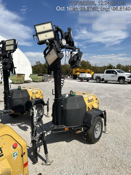2022 Allmand NLV3GR (4) LED Light Fixture 350W, 23' Vertical Mast, 3kW Prime, Towable, Deep Sea L401, Leveling Jacks, Yanmar T4F 5.8hp