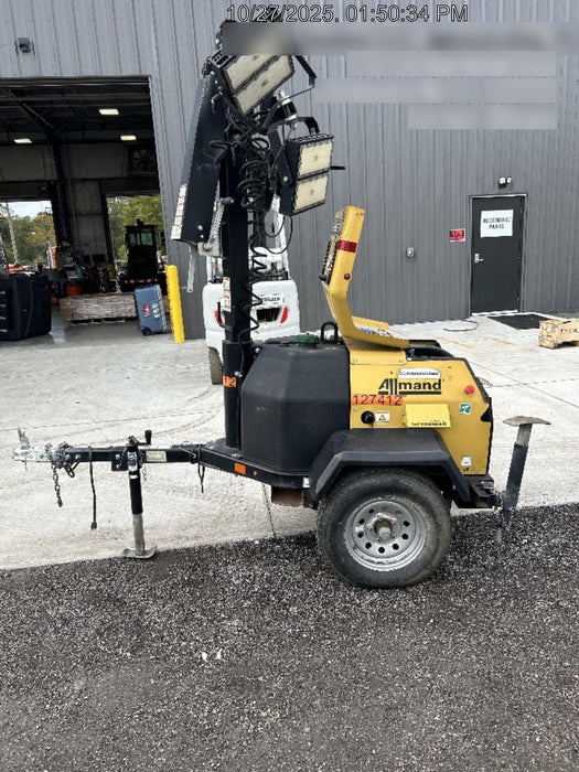 2021 Allmand NLV3GR (4) LED Light Fixture 350W, 23' Vertical Mast, 3kW Prime, Towable, Deep Sea L401, Leveling Jacks, Yanmar T4F 5.8hp