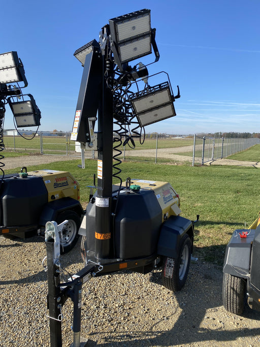 2022 Allmand NLV3GR (4) LED Light Fixture 350W, 23' Vertical Mast, 3kW Prime, Towable, Deep Sea L401, Leveling Jacks, Yanmar T4F 5.8hp