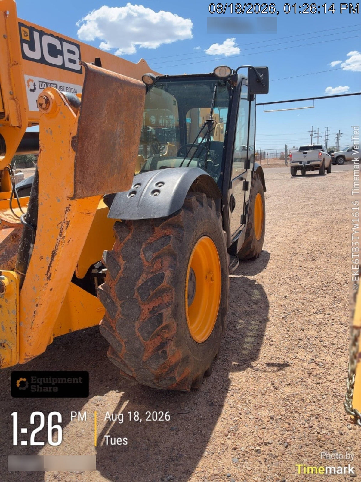 2019 JCB 510-56 74 HP w/CAB/HVAC, Beacon, Worklights, Aux Hydraulics, Foam Filled Tires w/60" Carriage/Forks