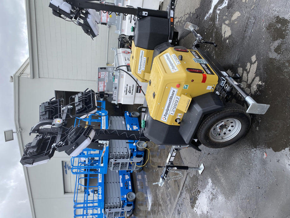 2021 Allmand NLV3GR (4) LED Light Fixture 350W, 23' Vertical Mast, 3kW Prime, Towable, Deep Sea L401, Leveling Jacks, Yanmar T4F 5.8hp