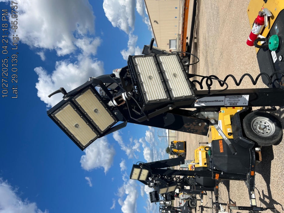 2022 Allmand NLV3GR (4) LED Light Fixture 350W, 23' Vertical Mast, 3kW Prime, Towable, Deep Sea L401, Leveling Jacks, Yanmar T4F 5.8hp