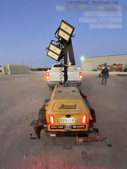 2022 Allmand NLV3GR (4) LED Light Fixture 350W, 23' Vertical Mast, 3kW Prime, Towable, Deep Sea L401, Leveling Jacks, Yanmar T4F 5.8hp