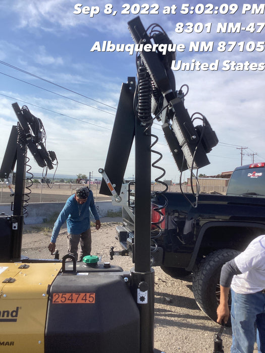 2022 Allmand NLV3GR (4) LED Light Fixture 350W, 23' Vertical Mast, 3kW Prime, Towable, ES Decals, T3