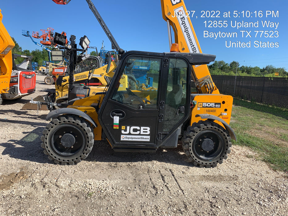 2020 JCB 505-20TC Cab/Heat/Air, Solid Tires, Work Lights, Beacon, Aux Hydraulics, Back up Alarm, ES Decals
