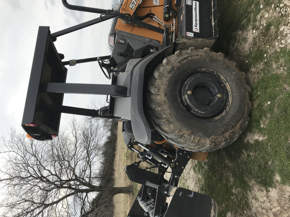 2019 Case 570N EP Canopy, 4WD, GP Front Bucket, Dual Tilt Cylinder, 84" Box Blade w/ Scarifier, Wheel Weights, Beacon