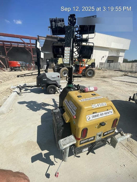 2022 Allmand NLV3GR (4) LED Light Fixture 350W, 23' Vertical Mast, 3kW Prime, Towable, ES Decals, T3