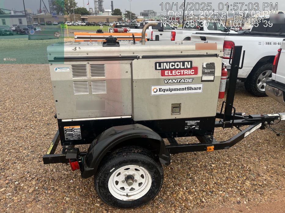 2019 Lincoln Electric Vantage 322 Welder Ready-Pak 3, Two wheel trailer, Fender and Light kit, Cable Rack
