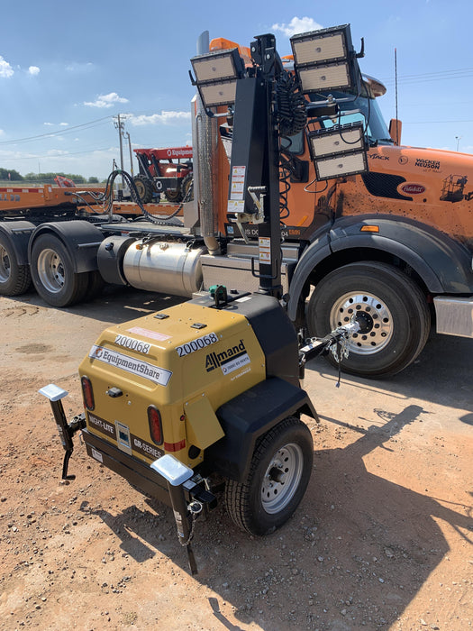 2022 Allmand NLV3GR (4) LED Light Fixture 350W, 23' Vertical Mast, 3kW Prime, Towable, Deep Sea L401, Leveling Jacks, Yanmar T4F 5.8hp