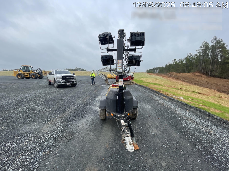 2022 Allmand NLV3GR (4) LED Light Fixture 350W, 23' Vertical Mast, 3kW Prime, Towable, Deep Sea L401, Leveling Jacks, Yanmar T4F 5.8hp