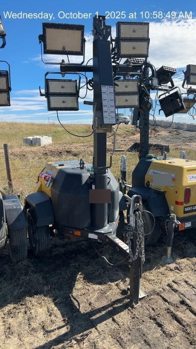 2022 Allmand NLV3GR (4) LED Light Fixture 350W, 23' Vertical Mast, 3kW Prime, Towable, ES Decals, T3