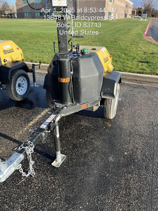 2022 Allmand NLV3GR (4) LED Light Fixture 350W, 23' Vertical Mast, 3kW Prime, Towable, ES Decals, T3