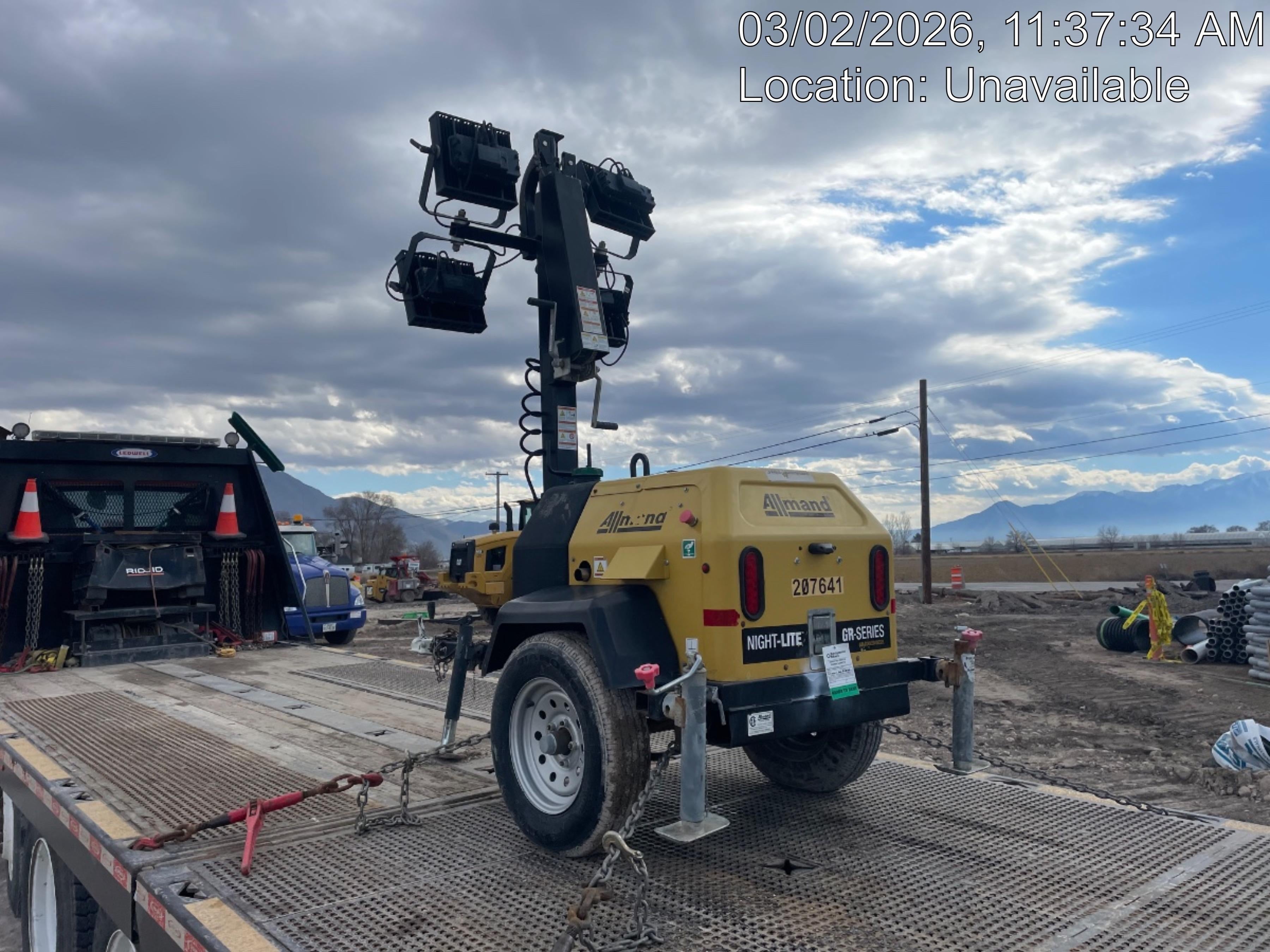 2022 Allmand NLV3GR (4) LED Light Fixture 350W, 23' Vertical Mast, 3kW Prime, Towable, Deep Sea L401, Leveling Jacks, Yanmar T4F 5.8hp