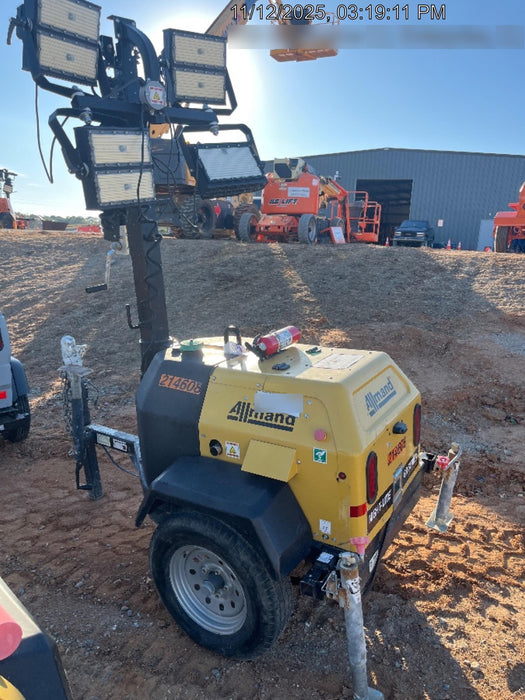 2022 Allmand NLV3GR (4) LED Light Fixture 350W, 23' Vertical Mast, 3kW Prime, Towable, Deep Sea L401, Leveling Jacks, Yanmar T4F 5.8hp