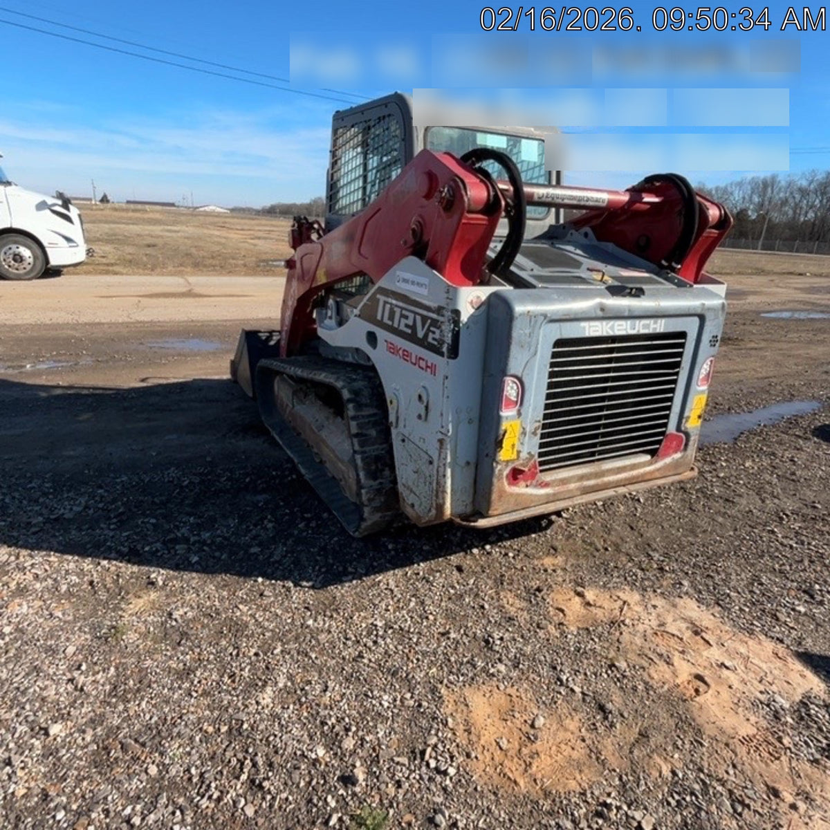 2019 Takeuchi TL12V2C Cab/Heat/Air w/Auxiliary Hydraulics, 2 Speed, Hydraulic QC 80" Tooth Bucket, 48" Pallet Forks