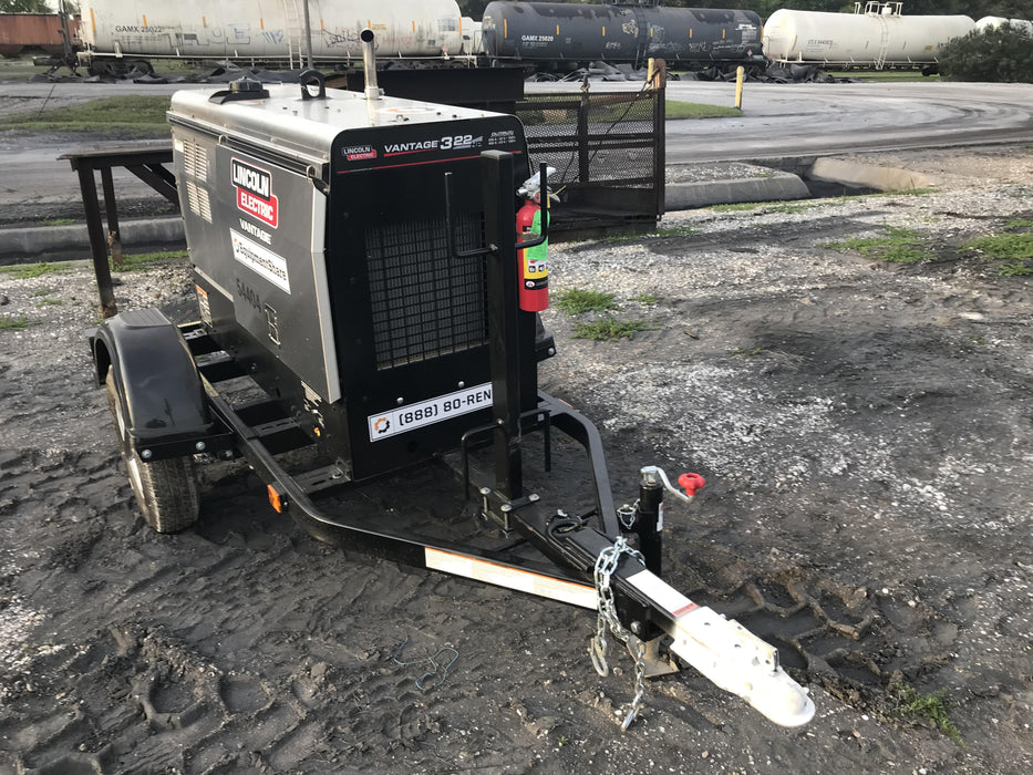 2019 Lincoln Electric Vantage 322 Welder Ready-Pak 3, Two wheel trailer, Fender and Light kit, Cable Rack