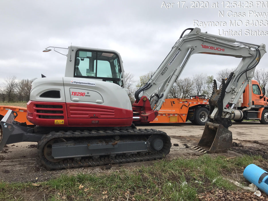 2019 Takeuchi TB290 Cab/Heat/AC Rubber tracks, Dozer blade, Travel alarm, Auxiliary hydraulics w/Manual QC, Hydraulic thumb, 18", 24", and 36" Buckets