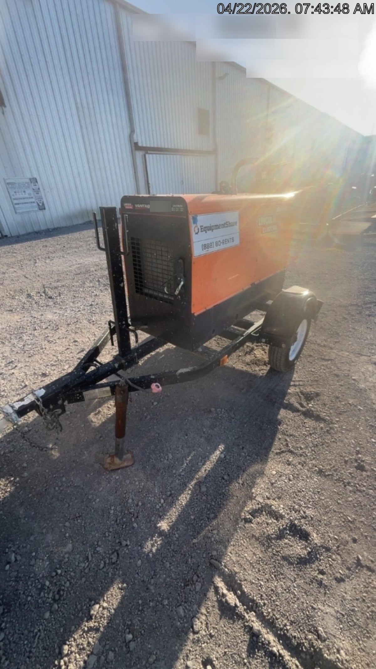 2021 Lincoln Electric Vantage 322 Vantage 322 Ready Pak 3 w/ Decals, ORANGE (includes trailer, cable rack, fender light kit) NO Telematics