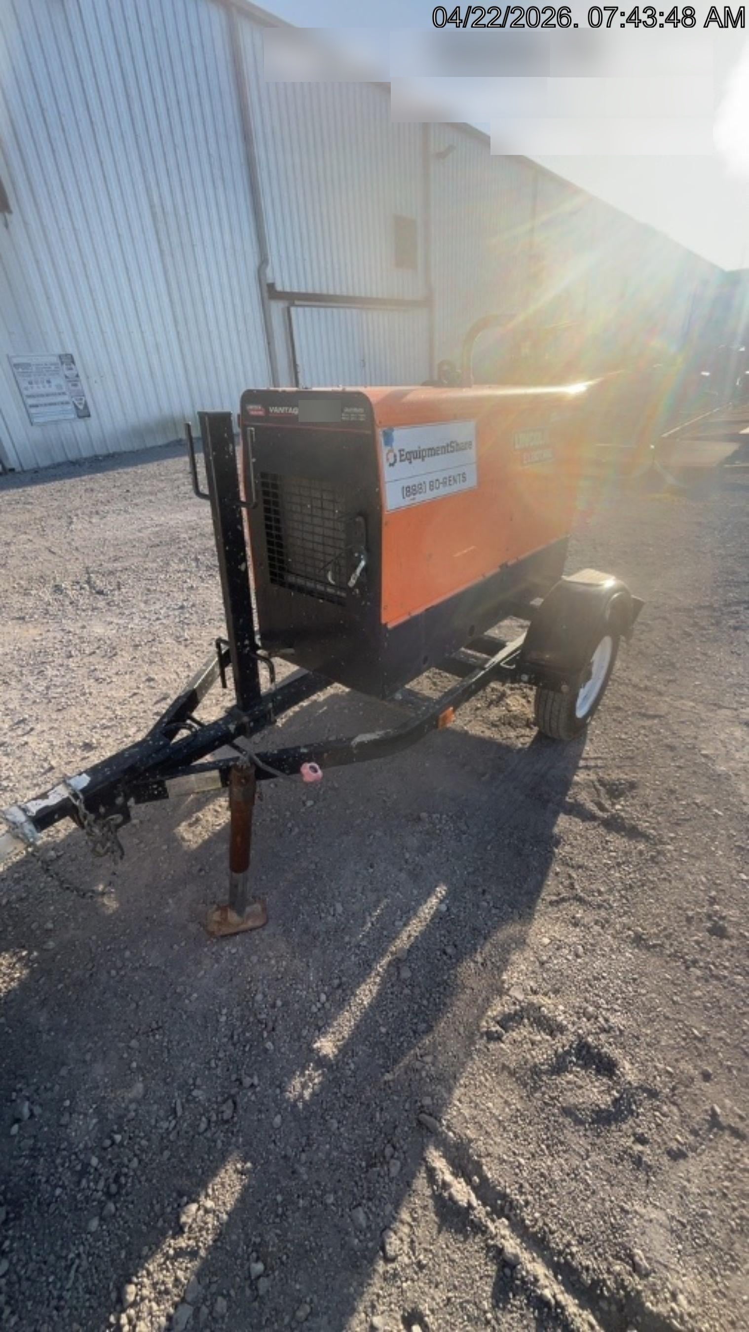 2021 Lincoln Electric Vantage 322 Vantage 322 Ready Pak 3 w/ Decals, ORANGE (includes trailer, cable rack, fender light kit) NO Telematics