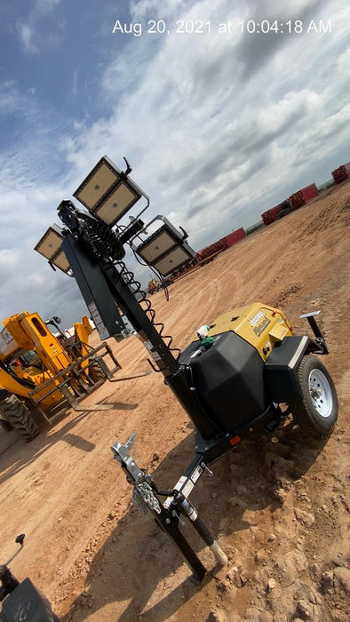 2021 Allmand NLV3GR (4) LED Light Fixture 350W, 23' Vertical Mast, 3kW Prime, Towable, Deep Sea L401, Leveling Jacks, Yanmar T4F 5.8hp