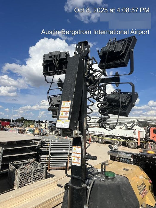 2022 Allmand NLV3GR (4) LED Light Fixture 350W, 23' Vertical Mast, 3kW Prime, Towable, Deep Sea L401, Leveling Jacks, Yanmar T4F 5.8hp