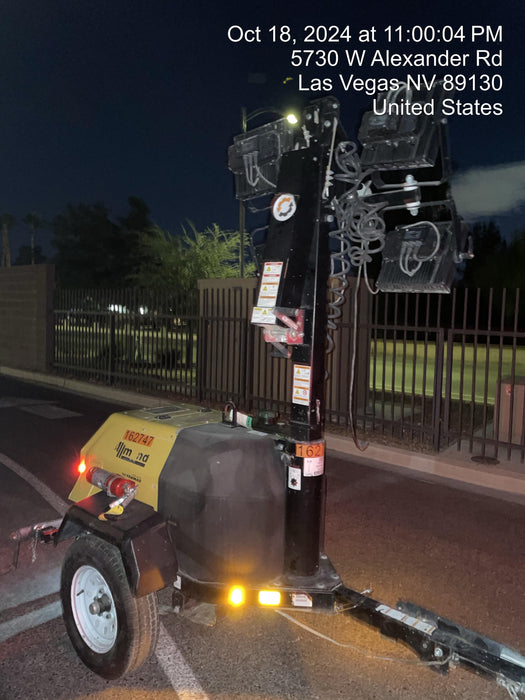 2021 Allmand NLV3GR (4) LED Light Fixture 350W, 23' Vertical Mast, 3kW Prime, Towable, Deep Sea L401, Leveling Jacks, Yanmar T4F 5.8hp