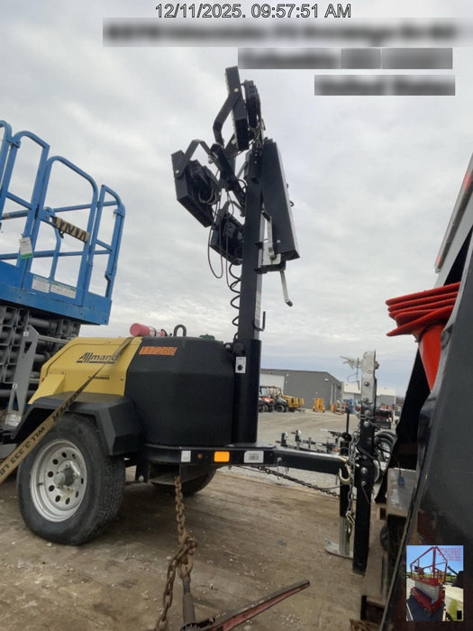 2020 Allmand NLV3GR (4) LED Light Fixture 350W, 23' Vertical Mast, 3kW Prime, Towable, Deep Sea L401, Leveling Jacks, Yanmar T4F 5.8hp