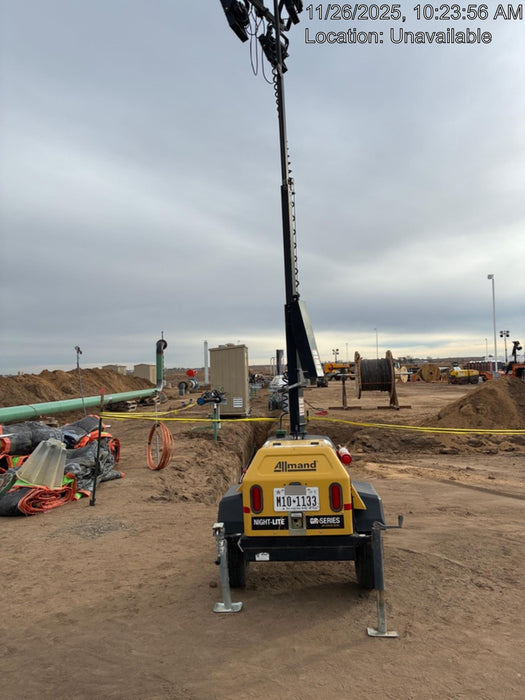 2022 Allmand NLV3GR (4) LED Light Fixture 350W, 23' Vertical Mast, 3kW Prime, Towable, ES Decals, T3