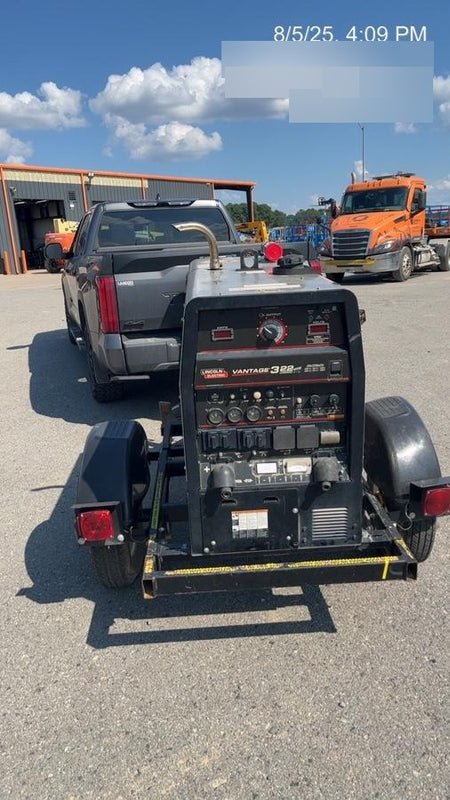 2019 Lincoln Electric Vantage 322 Ready-Pak 3, Two Wheel Trailer, Fender and Light Kit, Cable Rack