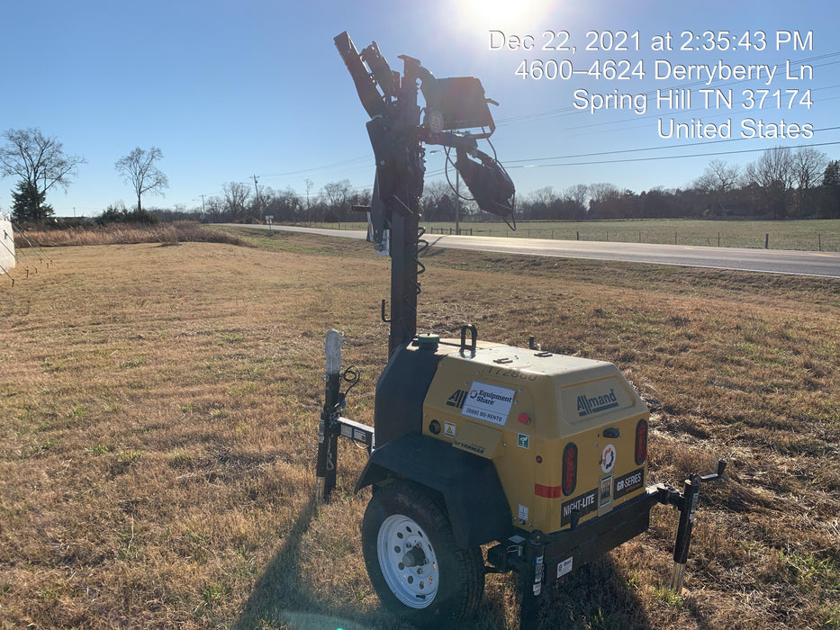 2021 Allmand NLV3GR (4) LED Light Fixture 350W, 23' Vertical Mast, 3kW Prime, Towable, Deep Sea L401, Leveling Jacks, Yanmar T4F 5.8hp