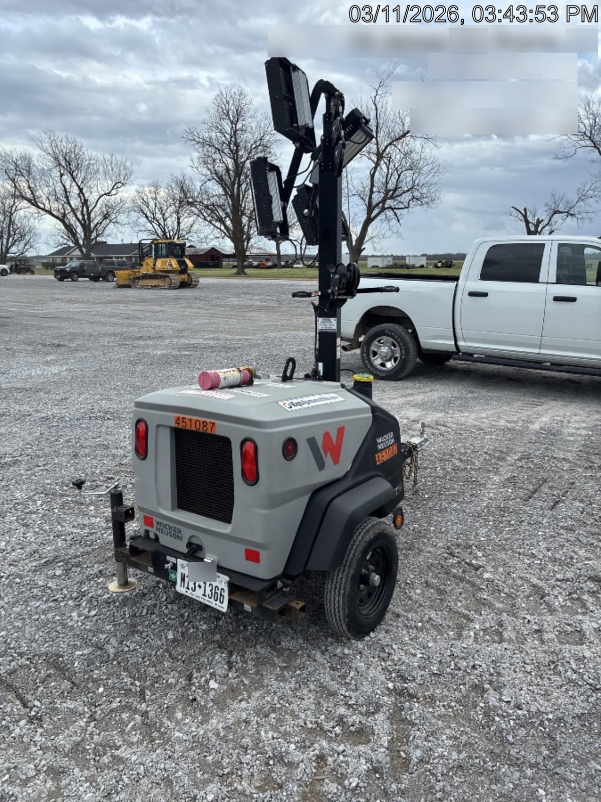 2024 Wacker Neuson LTT4 Diesel, Kohler KDW702, Deep Sea Controller, Auto Start, LED 320W, Bypass Outlet, T3