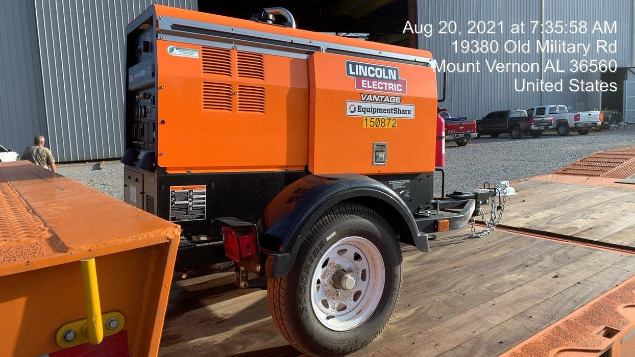 2021 Lincoln Electric Vantage 322 Vantage 322 Ready Pak 3 w/ Telematics & Decals, ORANGE (includes trailer, cable rack, fender light kit)