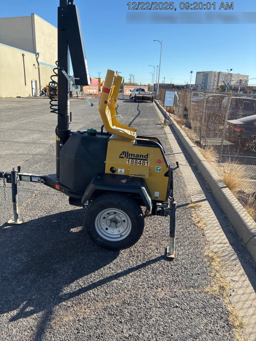 Allmand NLV3GR (4) LED Light Fixture 350W, 23' Vertical Mast, 3kW Prime, Towable, Deep Sea L401, Leveling Jacks, Yanmar T4F 5.8hp