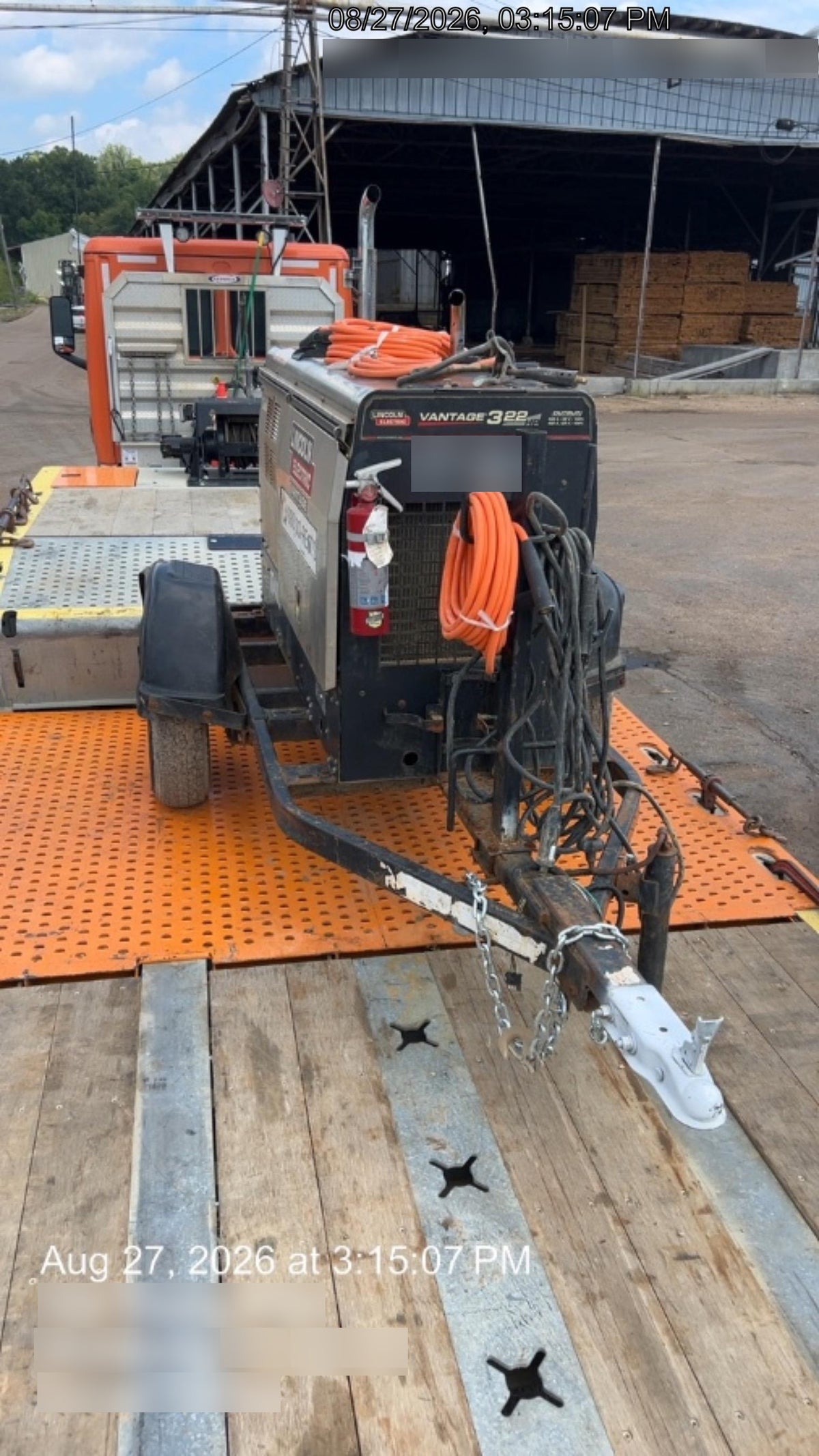2018 Lincoln Electric Vantage 322 Lincoln Vantage 322 Welder Ready Pak 3 - Vantage 322, Trailer, Fender and light kit, Cable rack