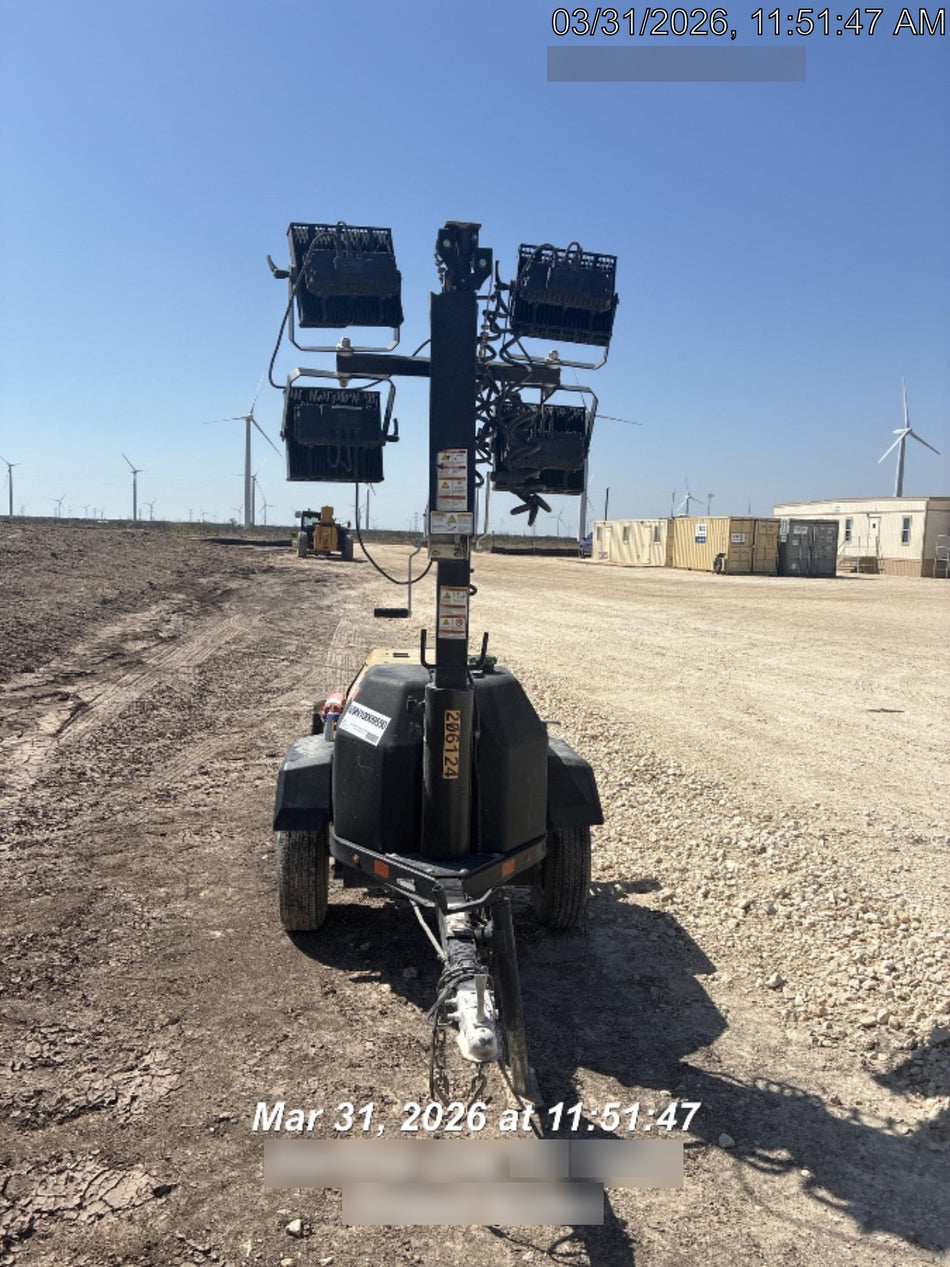 2022 Allmand NLV3GR (4) LED Light Fixture 350W, 23' Vertical Mast, 3kW Prime, Towable, Deep Sea L401, Leveling Jacks, Yanmar T4F 5.8hp