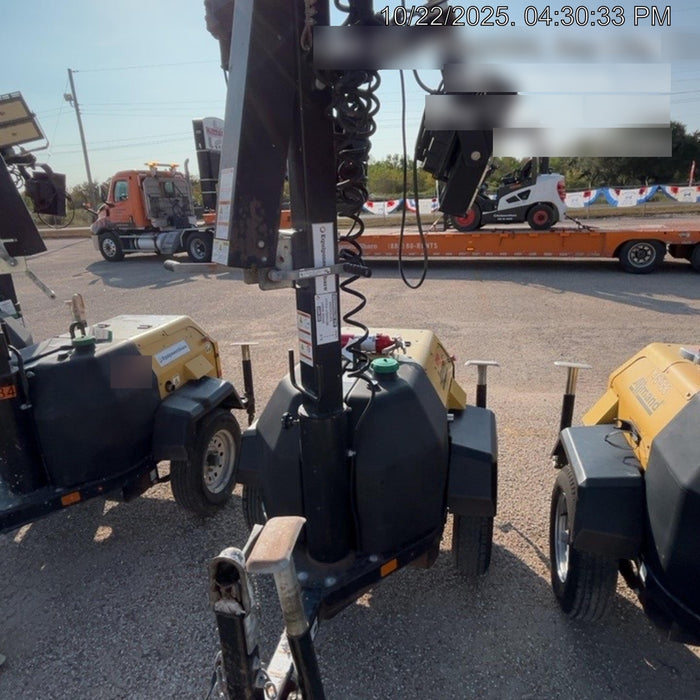 2022 Allmand NLV3GR (4) LED Light Fixture 350W, 23' Vertical Mast, 3kW Prime, Towable, Deep Sea L401, Leveling Jacks, Yanmar T4F 5.8hp