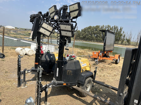 2022 Allmand NLV3GR (4) LED Light Fixture 350W, 23' Vertical Mast, 3kW Prime, Towable, Deep Sea L401, Leveling Jacks, Yanmar T4F 5.8hp