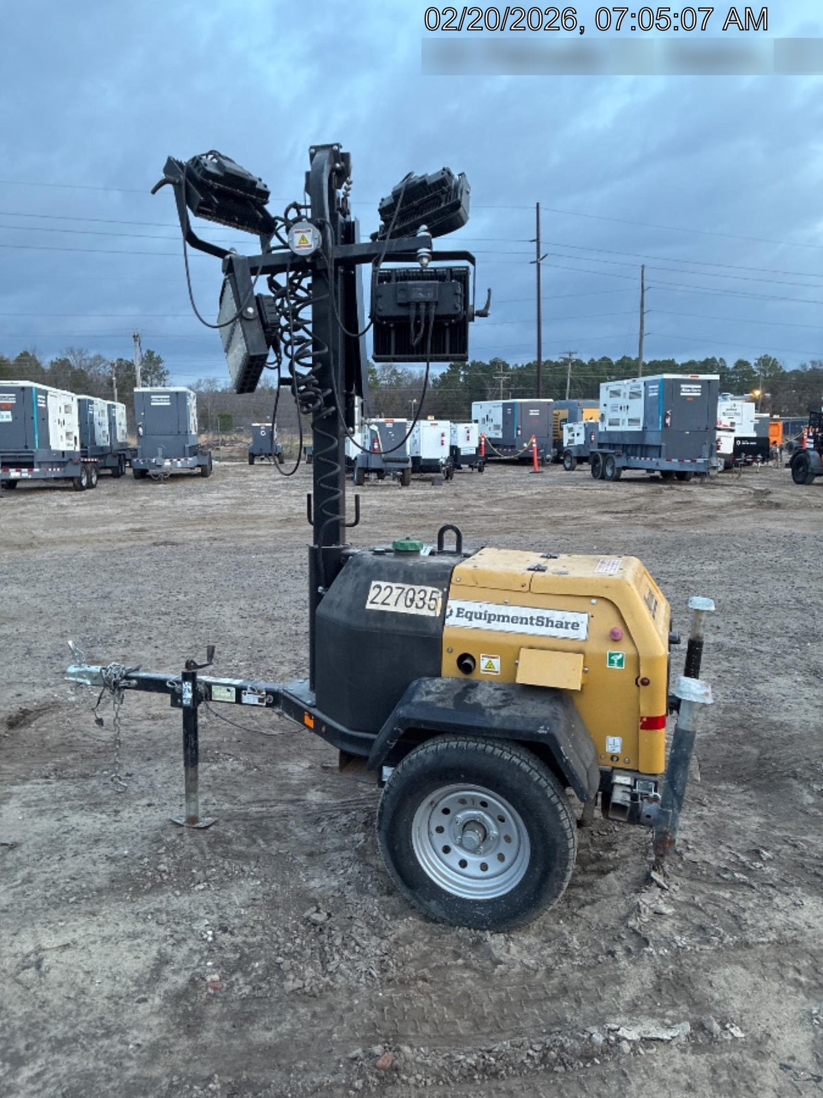 2022 Allmand NLV3GR (4) LED Light Fixture 350W, 23' Vertical Mast, 3kW Prime, Towable, Deep Sea L401, Leveling Jacks, Yanmar T4F 5.8hp