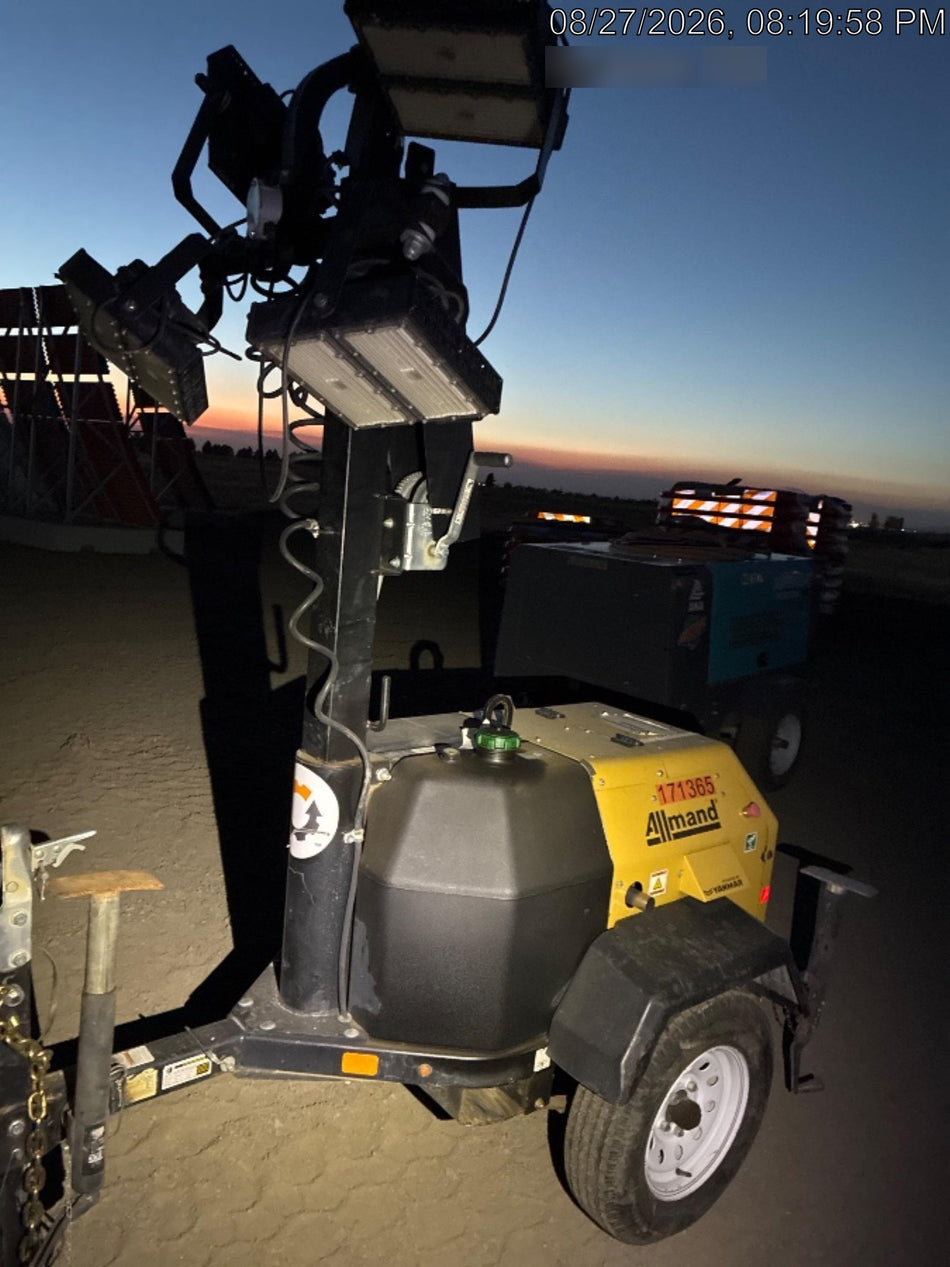 2021 Allmand NLV3GR (4) LED Light Fixture 350W, 23' Vertical Mast, 3kW Prime, Towable, Deep Sea L401, Leveling Jacks, Yanmar T4F 5.8hp