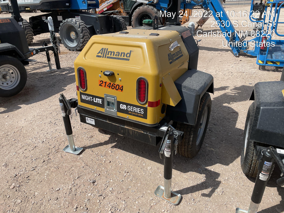 2022 Allmand NLV3GR (4) LED Light Fixture 350W, 23' Vertical Mast, 3kW Prime, Towable, Deep Sea L401, Leveling Jacks, Yanmar T4F 5.8hp