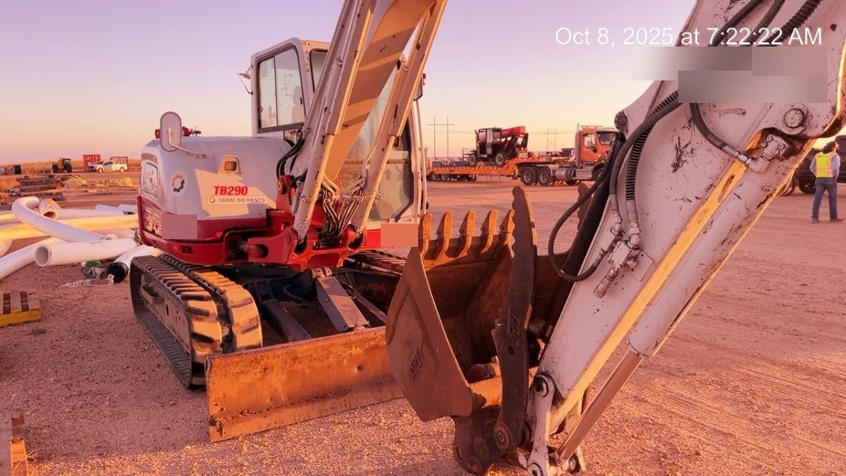 2019 Takeuchi TB290 Cab, AC, Rubber Tracks, Dozer Blade, Travel Alarm, Control Pattern Change Valve, Auxiliary Hydraulics w/18" Quick Coupler Bucket with teeth, 6.2 cu. ft. capacity/24" Quick Coupler Bucket with teeth, 8.6 cu. ft. capacity/36" Quick Coupler Bucket with teeth, 13.4 cu. ft. capacity, Quick Coupler, Hydraulic Thumb Installed
