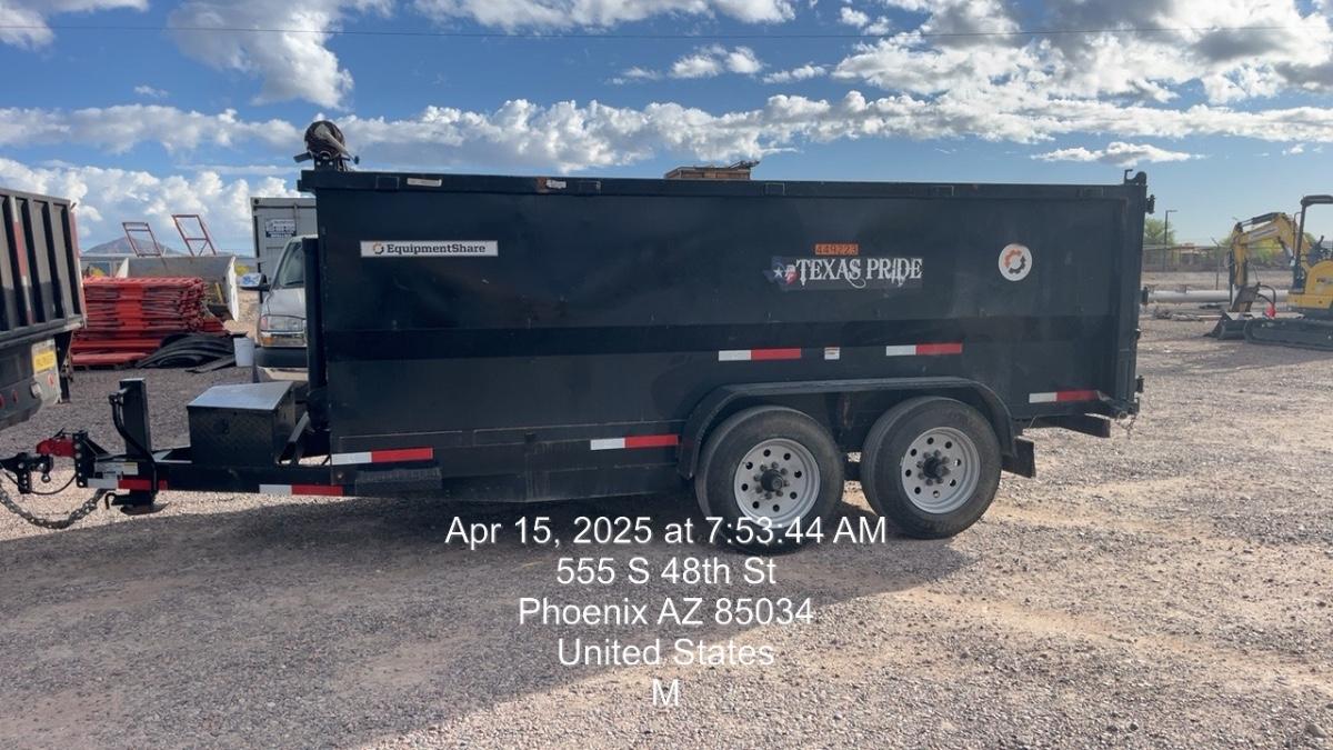 2025 TEXAS PRIDE TRAILERS 14'L x 7'W 5 Cu Yd Trunnion Hydraulic Dump